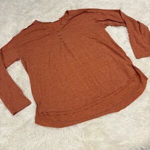 Talulah Boutique Brand Henley Top Long Sleeve Burnt Orange Woman’s Sz Large